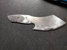 The flat side will eventually become the cutting edge of the blade. Working On My First Knife Home Built Propane Forge This Was A Chunk Of Saw Plade From The Early 1900s Any Critiques On The Shape So Far Bladesmith