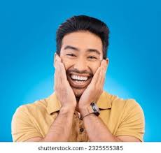 Happy Excited Man Smile Portrait Studio Stock Photo 2325555385