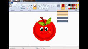 How To Draw Apple In Ms Paint Drawings Fruits Drawing Painting