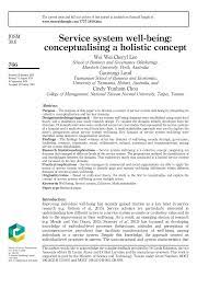 Pdf Service System Well Being Conceptualising A Holistic Concept