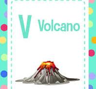Alphabet flashcard with letter V for Volcano 2305451 Vector ...