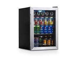 Beer bottles escaping from fridge. Newair Ab850 Beverage Cooler And Refrigerator Small Mini Fridge With Glass Door Perfect For Soda Beer Or Wine 90can Capacity Stainless Steel Newegg Com