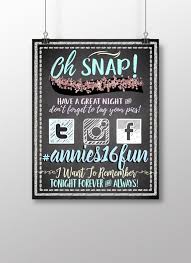 Hashtag Sign Tag Your Photo Sign Oh Snap Sign Have Fun And Tag Sign Custom Hashtag Sign Sweet 16 Birthday Decor Social Media Sgnswt16 Sweet 16 Birthday Sweet 16 Birthday Party 21st Birthday Sign