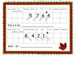 multiplication division base 10 in place value chart