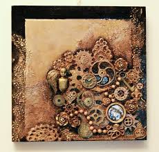 Mixed Media Steampunk Heritage Art Canvas Objet Trouve Lillian Etsy Steampunk Mixed Media Steampunk Mixed Media Art Steampunk Art