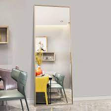 When purchasing, you should choose one that is at least half the height of the tallest person using it. Trvone Full Length Mirror Floor Mirror Large Rectangle Bedroom Mirror Dressing Mirror Wall Mounted Mirror Standing Hanging Or Leaning Against Wall 65 X22 Gold Buy Online In India At Desertcart In Productid 126249444
