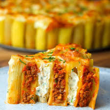 Lasagna Stuffed Rigatoni Pie Cooking Tv Recipes Recipe Recipes Rigatoni Pie Rigatoni