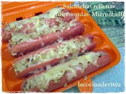 La salsa de tomate nose como la cocino, (no me gusta cruda) la pongo en una olla? La Cocina De Virtu Salchichas Rellenas Microoondas Microcheff Comida Recetas Faciles Recetas De Comida