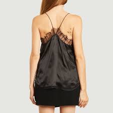 Coton, dentelle, lin et autres matières. Top A Fines Bretelles En Soie Et Dentelle Berwyn Noir Iro Paris L Exception