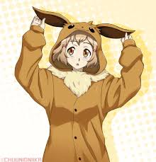 This would fit both pokemon has they have horns on their noses. Aoi Yuuki Voices Eevee In Pokemon Let S Go Eevee Eevee Know Your Meme