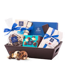 leonidas chocolates blue gift basket