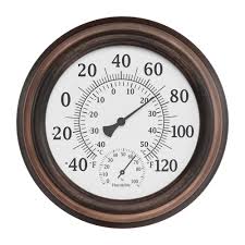 Pure Garden 8 In Indoor Outdoor Wall Thermometer And Hygrometer Gauge In Bronze Hw1500111 The Home Depot In 2020 Pure Garden Outdoor Walls Outdoor Thermometer