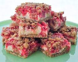 Strawberry Rhubarb Cream Cheese Bars Recipe Recipe Rhubarb Desserts Rhubarb Cheesecake Recipe Rhubarb Recipes