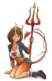 Unfortunately, i look like even more of an idiot if i shave my beard (i have very little chin), so i'm looking for a cool bearded character to cosplay as. Cartoon Devil Girl With Horns And Trident Stock Vector Illustration Of Devil Demon 160731718