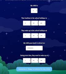 What Time Should Your Children Go To Bed Sleep Calculator School Holidays Sleep