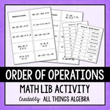 Order Of Operations Math Lib Order Of Operations Algebra Review Math Review