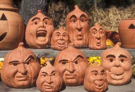 Halloween Pumpkin Decorations Variety Of Clay Terra Cotta Pottery Jack O Lantern Faces And H Pumpkin Pottery Pumpkin Halloween Decorations Halloween Pumpkins