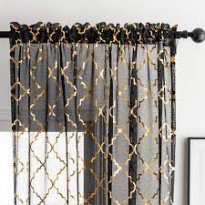 You won't want to miss these savings. Buy Kotile Black Gold Curtains For Living Room Metallic Gold Foil Geometric Moroccan Tile Black Sheer Curtains 84 Inch Length Set Of 2 Panels Privacy Black And Gold Curtains For Bedroom