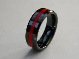 For My Husband Firefighter Wedding Tungsten Wedding Bands Ring For Boyfriend