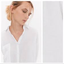NWT. Zara White Long Linen Shirt. Size M.