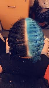 Half And Half Hair Blue And Black Hair Color For Black Hair Dyed Hair Split Dyed Hair