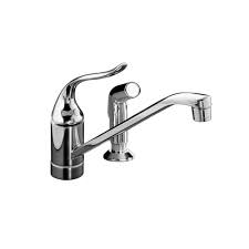 In stock at store today. Kohler Coralais Low Arc Single Handle Standard Kitchen Faucet With Side Sprayer In Polished Chrome K 15176 F Cp The Home Depot