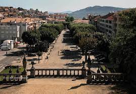 A drawing of the lamego skyline with the castle in the distance. Lamego Portugal