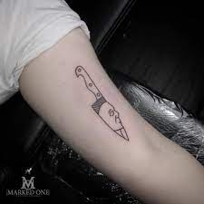 Halloween Michael Myers Bicep Tattoo Cute Linework Tattoo By Adam Howard Of Marked One Tattoo Tattoos Bicep Tattoo First Tattoo