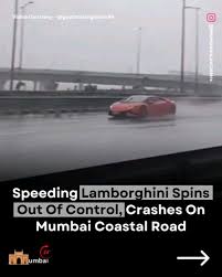 A speeding Lamborghini met with a shocking accident on Mumbai's newly  inaugurated Coastal Road around 9:15 am on Saturday. The luxury car  reportedly lost control and rammed into a divider, startling onlookers