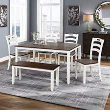 Binrrio 5 piece dining table set, 42 inch rectangle tempered glass top table, 4pcs high backrest leather chair dining chairs, kitchen dining room furniture, white 4.5 out of 5 stars 14 $189.95 $ 189. Amazon Com Kitchen Dining Room Sets White Table Chair Sets Kitchen Dining Room Home Kitchen