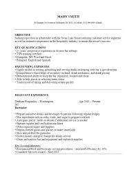 resume templates: bartender server resume