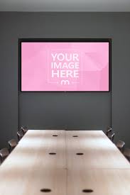 Tv On Office Room Wall Mockup Mediamodifier In 2020 Office Room Tv Wall Wall