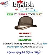 To Keep Sth Under Your Hat Means To Keep Sth Secret English Idioms English Teaching Materials Idioms