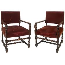 Pair Of Jacobean Barley Twist Arm Chairs With English Maidens Fabric Dining Room Chairs Carved Furniture Armchair