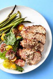 Grilled Pork Tenderloin With Grainy Mustard Vinaigrette Recipe Grilled Pork Tenderloin Pork Rib Recipes Healthy Recipes