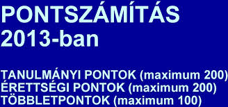 A felvételt nyert tanulók kiválasztásának elve és módja: Pontszamitas 2013 Ban Tanulmanyi Pontok Maximum 200 Erettsegi Pontok Maximum 200 Tobbletpontok Maximum 100 Pdf Ingyenes Letoltes