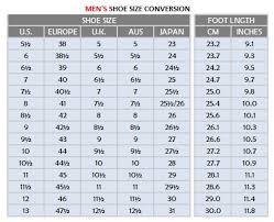 American Mens Shoe Size Chart Shoe Size Conversion Chart