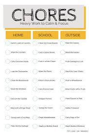free chore chart adhd chores for kids sensory