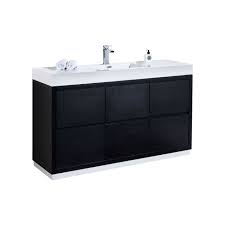 We sell quality brand name bathroom glass sinks, lavatory sink, and bathroom accessories for very reasonable price. Bliss 60 Single Sink Black Free Standing Modern Bathroom Vanity