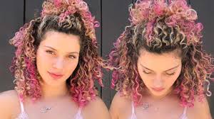 Short pink hair is so darn sassy and cute! How To Temporarily Colour Blonde Curly Hair Pink With Hair Colour Spray Youtube