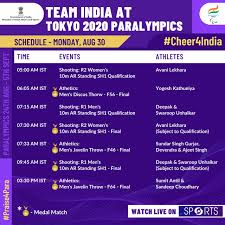 Event, match timings and live streaming details india schedule at tokyo paralympics on august 30. 5arekzzquopvtm