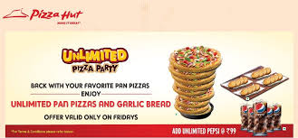 Pizza Hut Unlimited Pizza Party Rs 199 Taxes Extra Pizza Party Pizza Hut Pan Pizza