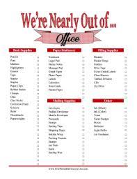 Printable Nearly Out Office Office Organization At Work Office Organization Printables Office Supplies Checklist