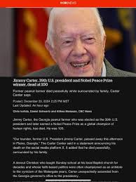 Jimmy Carter former peanut farmer and the 39th U.S. president died  peacefully in his sleep today at 100.