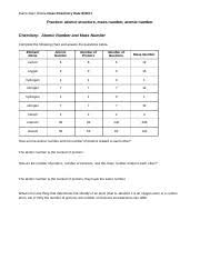 3.1 formula mass and the mole concept; Practice Atomic Structure Mass Number Atomic Number 1 Doc Name Class Date Practice Atomic Structure Mass Number Atomic Number Chemistry Atomic Course Hero