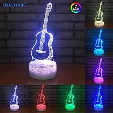 Creative 3d Light Guitar Model 3d Lamp Led For Baby Gifts Collectible 7 Color Changing Usb Touch Sensor Desk Light Night Light With Images 3d Light 3d Lamp Desk Light