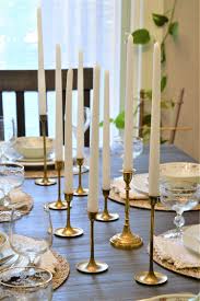 Using Vintage Brass Candlesticks For Tablescape Candlestick Centerpiece Dining Centerpiece Candle Stick Decor
