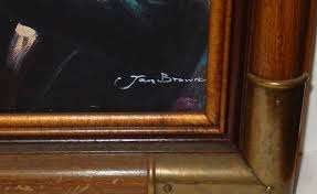 JAN BROWNE AFRICAN AMERICAN TRUMPET PLAYER ORIGINAL OIL ON CANVAS PAINTING