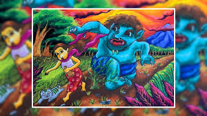 Pada dasarnya mewarnai dengan crayon hampir sama dengan menggunakan pensil warna, hanya saja karena karakter yang berbeda maka diperlukan teknik yang berbeda pula. Menggambar Cerita Rakyat Timun Mas Dengan Oil Pastel Crayon Drawing Folk Tale Giant Chasing Girl Youtube