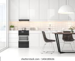 The stools are by gus modern. Modern White Kitchen Dining Room 3d Stock Illustration 1406180636